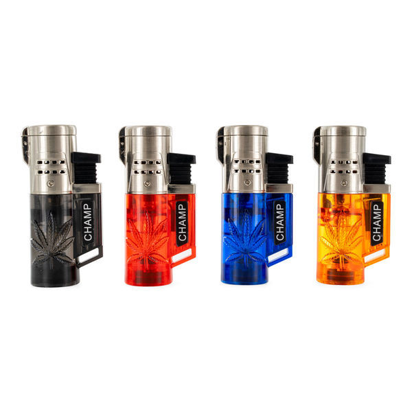 Pockettorch-lighter med dobbelt flamme og bladmønster
