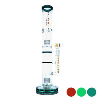 Dual domed matrix-bong med dobbelt honeycomb, 16'' (Tsunami Glass)