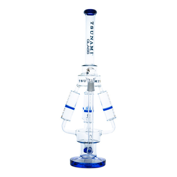 Sprinkler-perkolator bong med quad honeycomb, 21'' (Tsunami Glass)