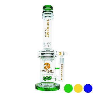 Knap dobbelt honningkage-perkolator bong 16'' (Tsunami Glass)