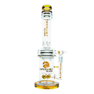 Knap dobbelt honningkage-perkolator bong 16'' (Tsunami Glass)