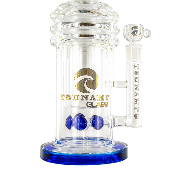 Knap dobbelt honningkage-perkolator bong 16'' (Tsunami Glass)