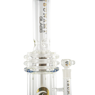 Knap dobbelt honningkage-perkolator bong 16'' (Tsunami Glass)