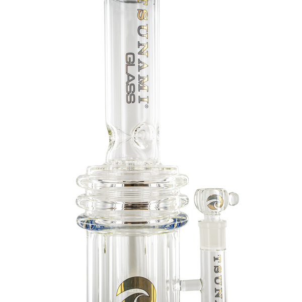 Knap dobbelt honningkage-perkolator bong 16'' (Tsunami Glass)