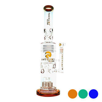 Barrel showerhead-drum honeycomb bong 20'' (Tsunami Glass)
