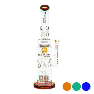 Barrel-brusehoved drum honeycomb bong 20'' (Tsunami Glass)