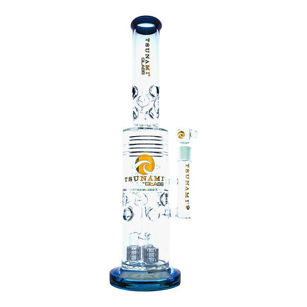 Barrel-brusehoved drum honeycomb bong 20'' (Tsunami Glass)