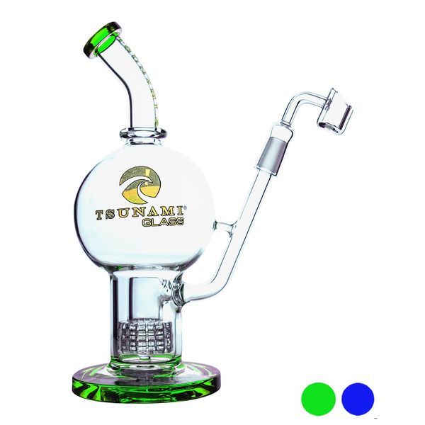 Shower head-globe dab rig 11" (Tsunami Glass)