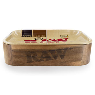 RAW cacheboks i træ med låg som rullebakke