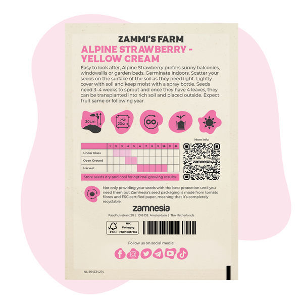 Alpejordbær – Yellow Cream (Fragaria vesca) frø