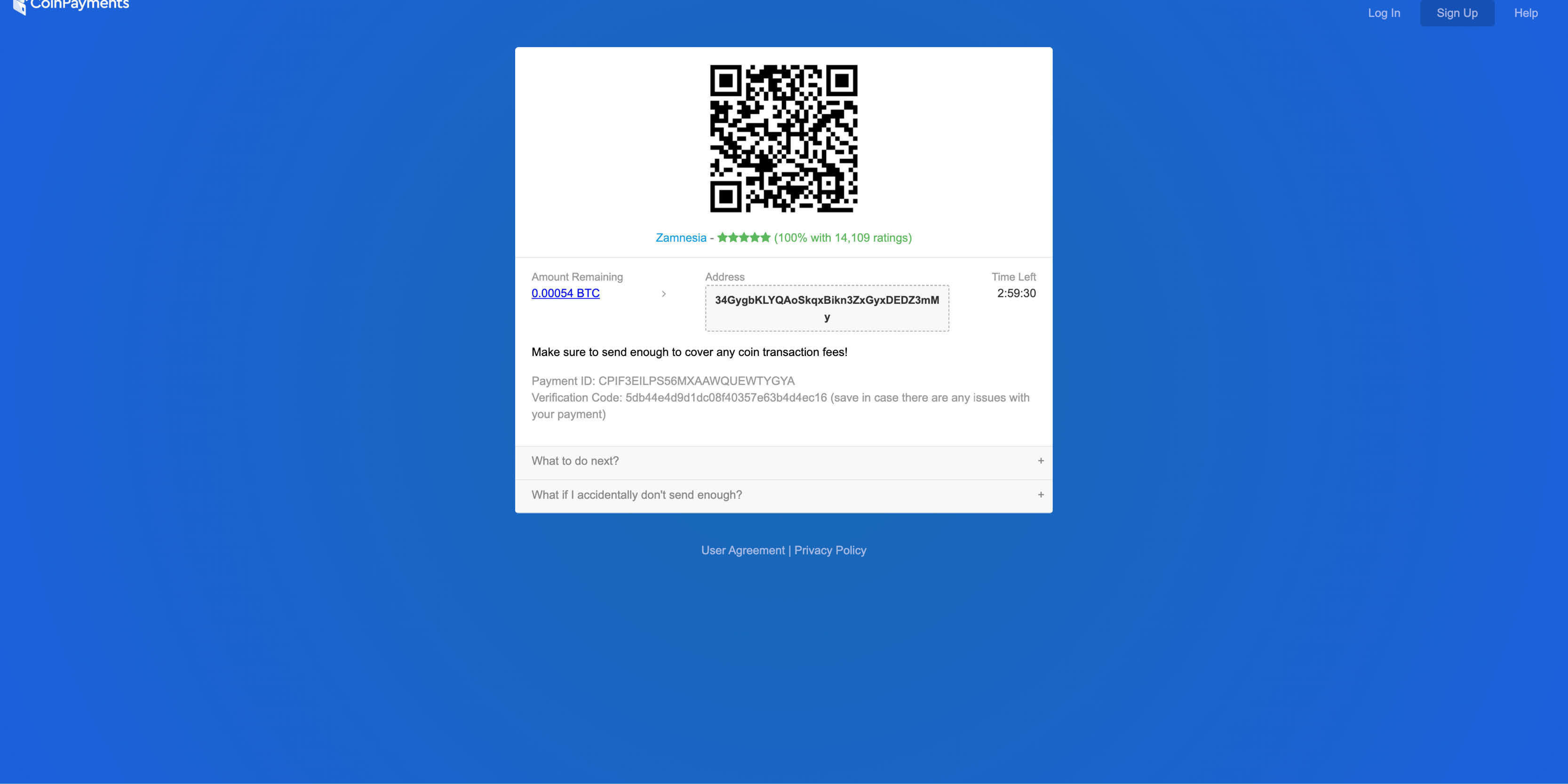 Zamnesias Bitcoin-adresse Zamnesias Bitcoin-adresse