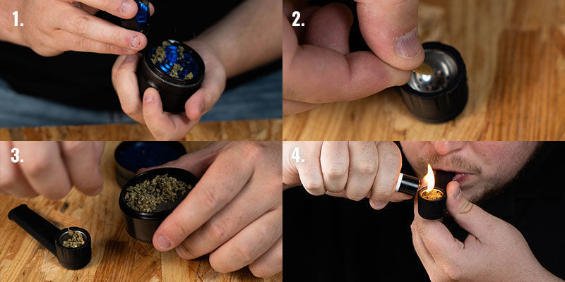 Ryge cannabis i en pibe, trin 1-4 Ryge cannabis i en pibe, trin 1-4