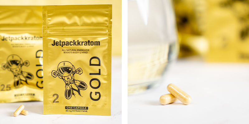 Jetpackkratom Gold-ekstrakt - kapsler Jetpackkratom Gold Extract - Capsules