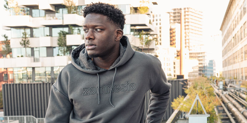 Zamnesia broderet hoodie (grå)