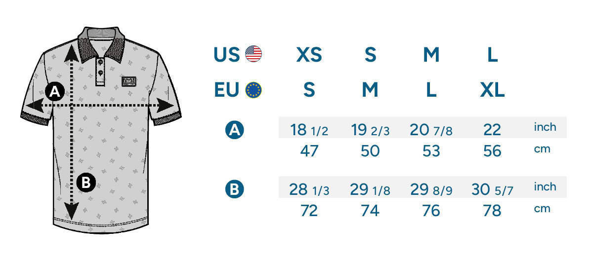 Zamnesia Icon Z-polo Størrelsestabel Zamnesia Icon Z-Polo Size table