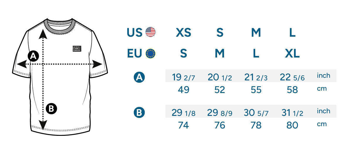 Zamnesia Icon Graphic T-shirt Størrelsestabel Zamnesia Icon Graphic T-Shirt Size table