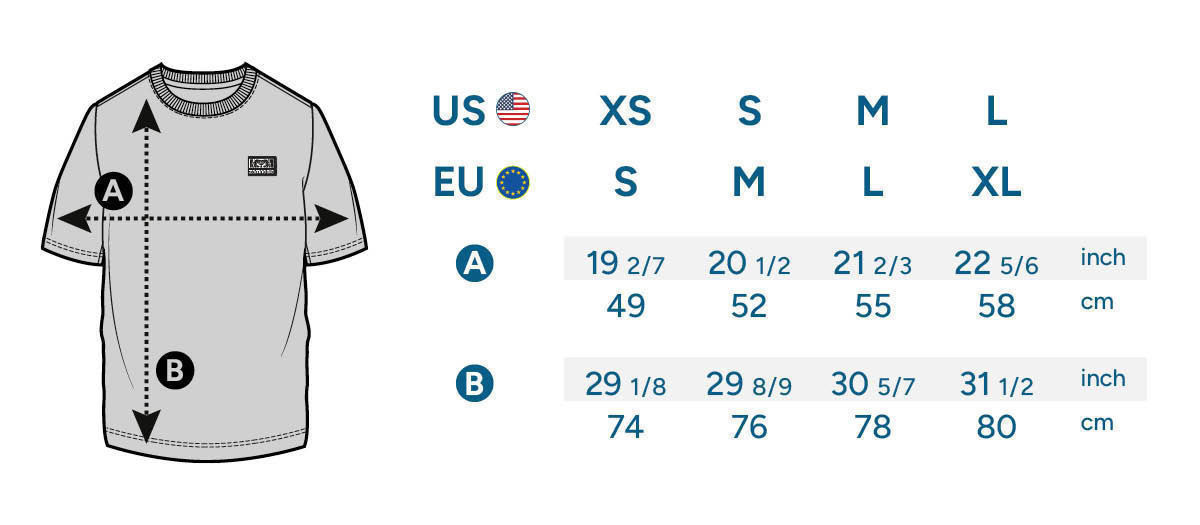 Zamnesia Icon Graphic T-Shirt Size table Zamnesia Icon Graphic T-Shirt Size table
