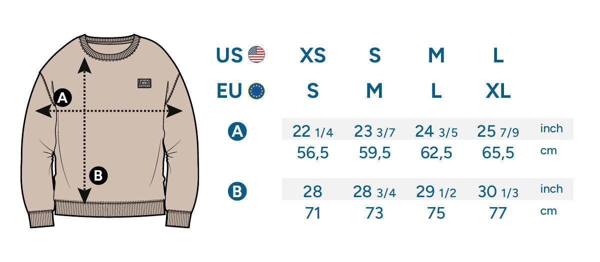 Zamnesia Icon Sweatshirt Brown Size-tabel Zamnesia Icon Sweatshirt Brown Size table