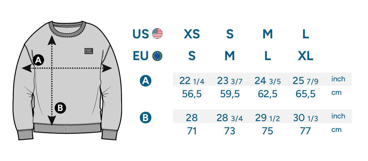 Zamnesia Icon Sweatshirt Størrelsestabel Zamnesia Icon Sweatshirt Size table